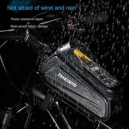 TAKEZERO TZ02 PU+TPU+EVA Hard Shell Bike Bag Mountain Bike Front Bar Zippered Phone Bag