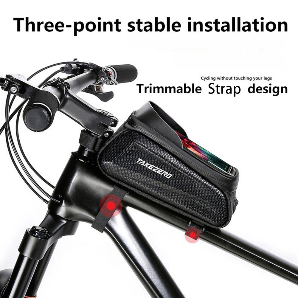 TAKEZERO TZ02 PU+TPU+EVA Hard Shell Bike Bag Mountain Bike Front Bar Zippered Phone Bag
