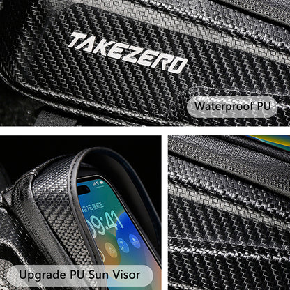 TAKEZERO TZ01 Waterproof Mountain Bike Front Bar Bag PU+TPU+Hard EVA Cell Phone Case for Bicycle