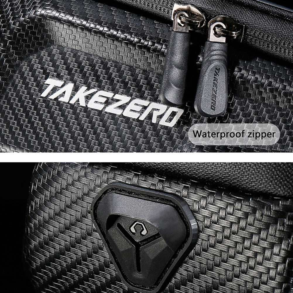 TAKEZERO TZ01 Waterproof Mountain Bike Front Bar Bag PU+TPU+Hard EVA Cell Phone Case for Bicycle