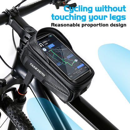 TAKEZERO TZ01 Waterproof Mountain Bike Front Bar Bag PU+TPU+Hard EVA Cell Phone Case for Bicycle