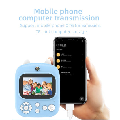 1200W Pixel 2.4-inch IPS Screen Kids Camera Inkless Print Instant Camera with 32G Memory Card, Card Reader