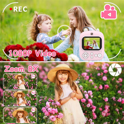 1200W Pixel 2.4-inch IPS Screen Kids Instant Camera Portable Cute Inkless Print Camera, Standard Version