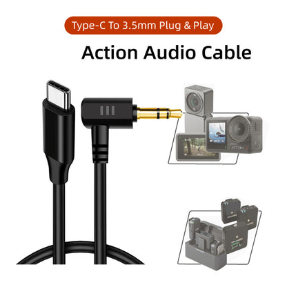 HTX OA4-YPZJX-HTX For DJI Action 4 / 3 / 2 Audio Adapter Cable Sports Camera Type-C to 3.5mm Cable Converter