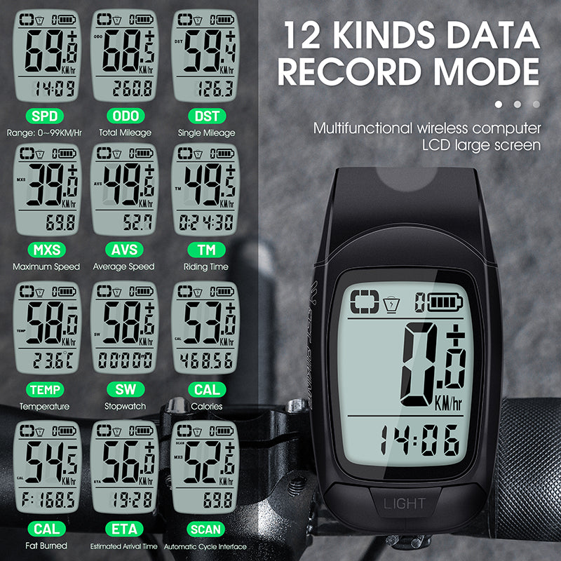 WEST BIKING YP0702095 3-in-1 Bike Computer Headlight Horn Bicycle Cycling Wireless Digital Odometer