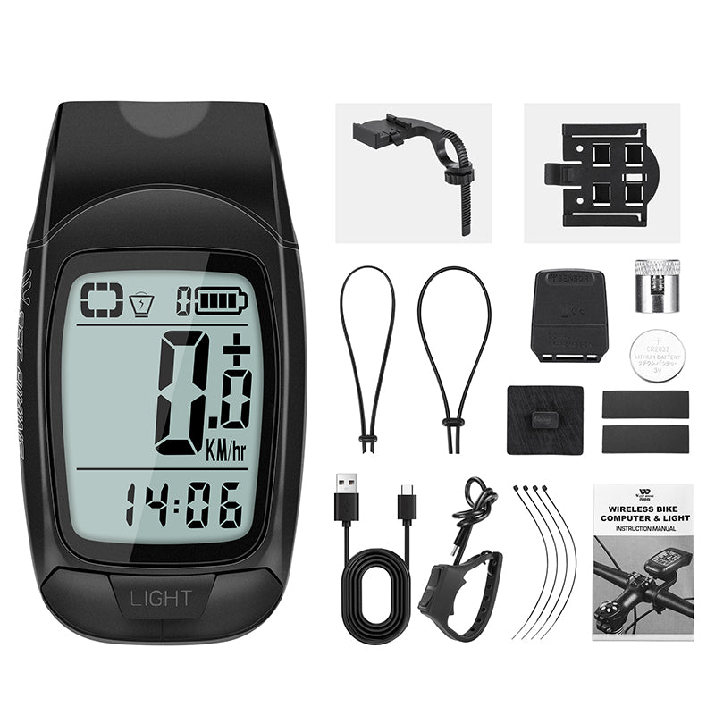 WEST BIKING YP0702095 3-in-1 Bike Computer Headlight Horn Bicycle Cycling Wireless Digital Odometer