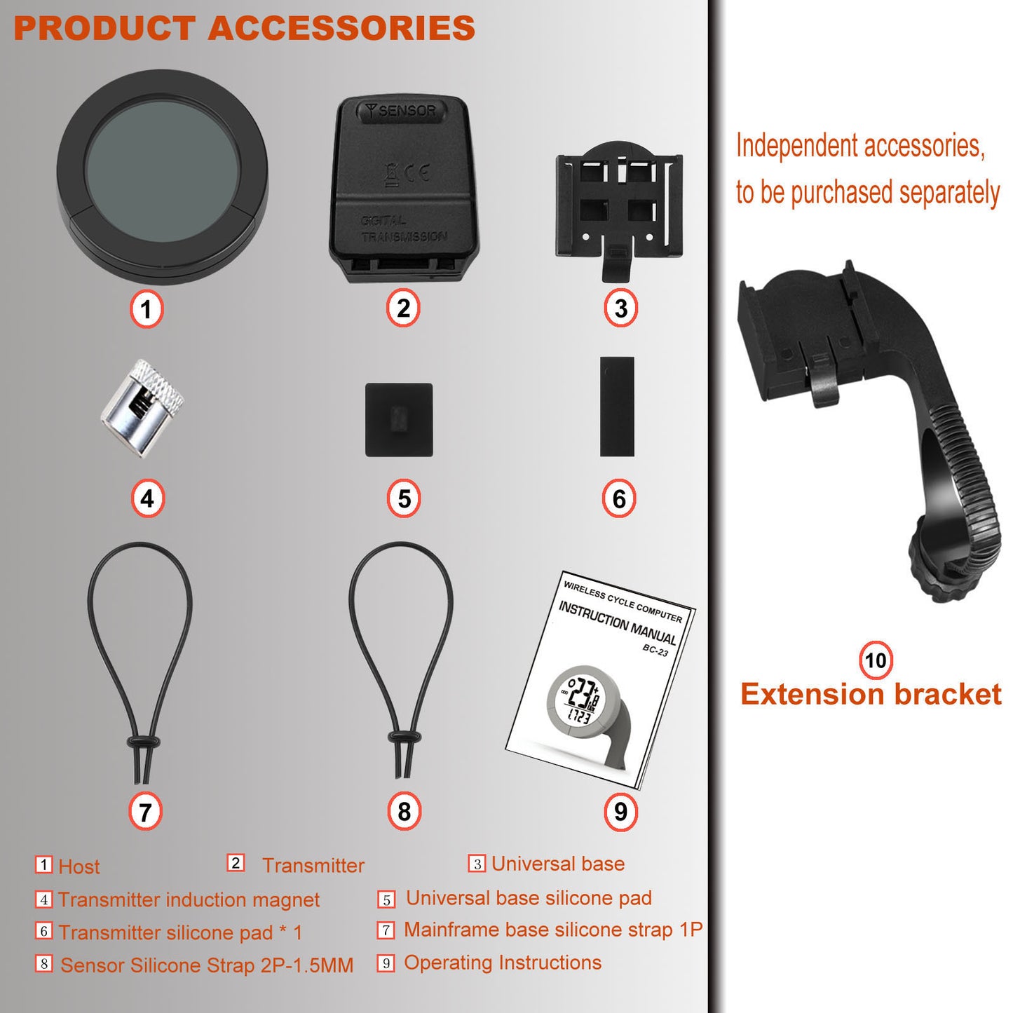 B50-BC23 Bicycle Speedometer with Temperature Measuring Waterproof 1.57 Bicycle Code Meter (Standard Bracket Version)