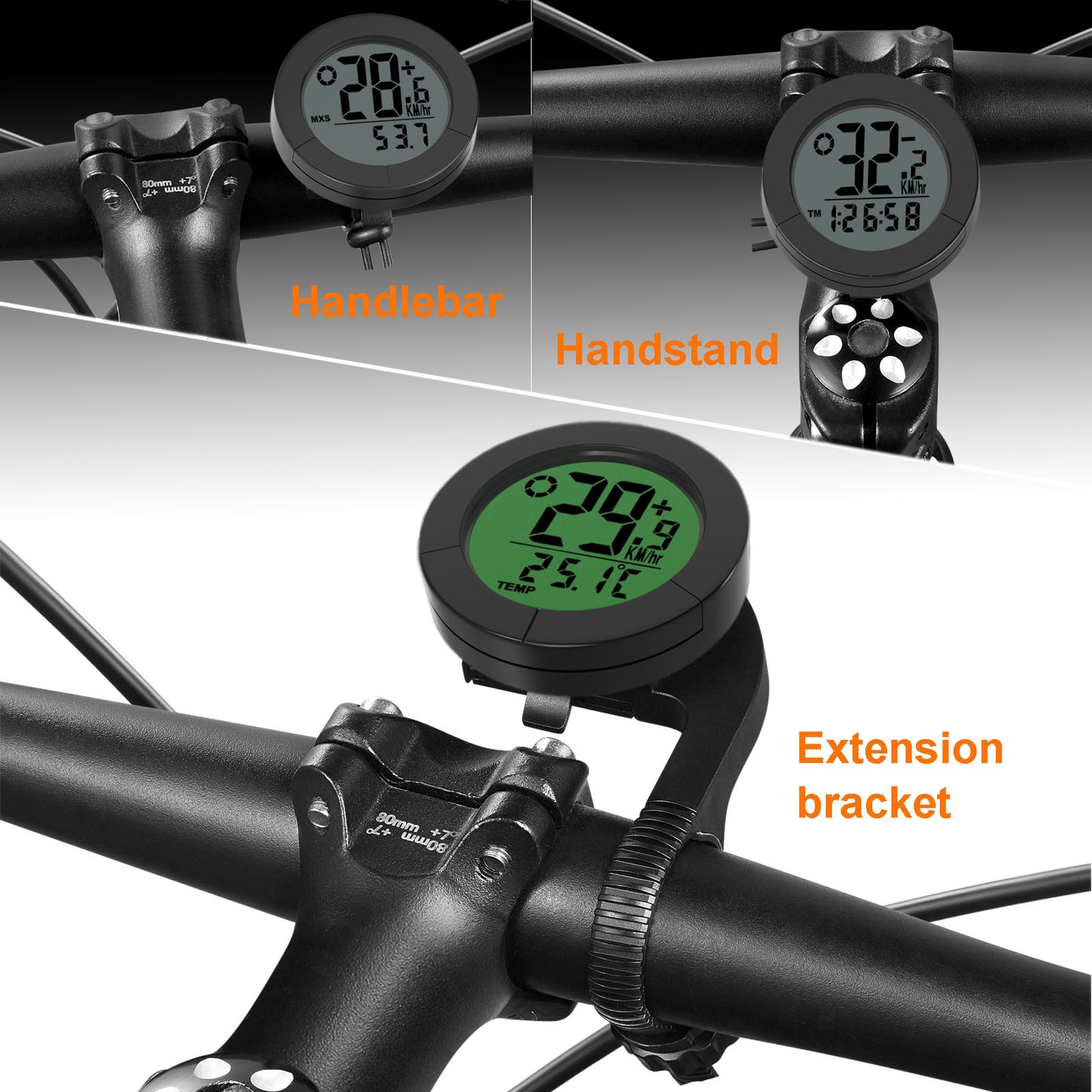 B50-BC23 Bicycle Speedometer with Temperature Measuring Waterproof 1.57 Bicycle Code Meter (Standard Bracket Version)