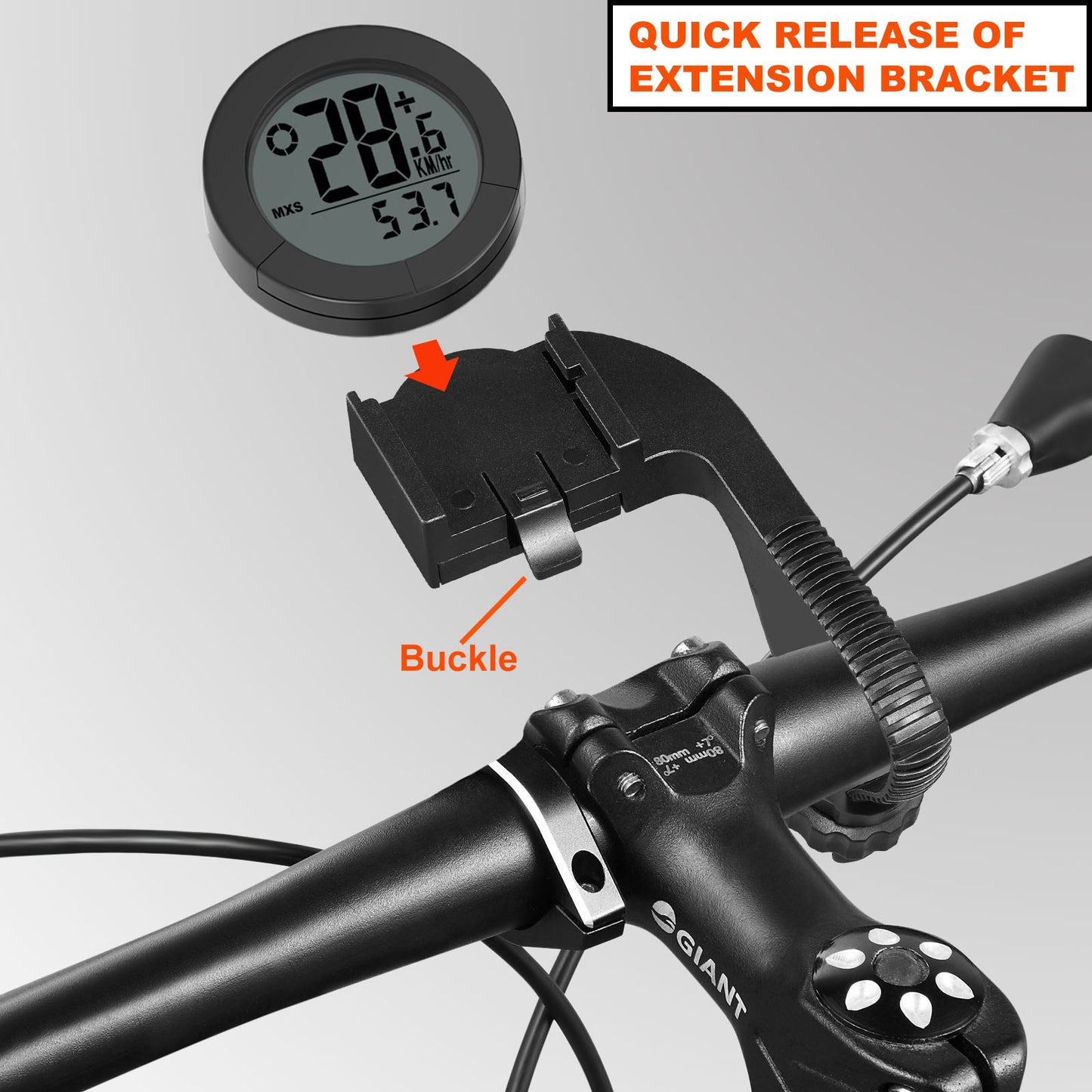 B50-BC23 1.57 Display Bicycle Speedometer Temperature Measuring Waterproof Bike Code Meter with Extension Bracket