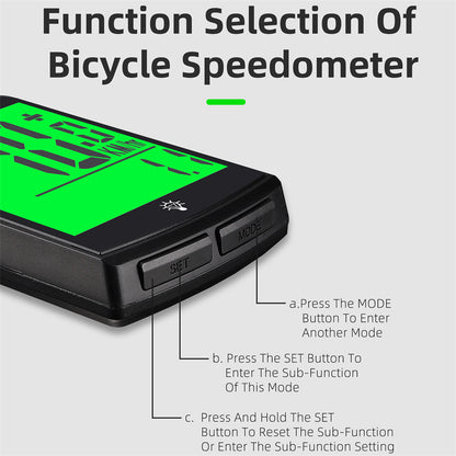 WEST BIKING YP0702100 3.4-inch Large Screen Speedometer Sensor APP Connect Cycling Code Meter for Bicycle, MTB, Road Bike