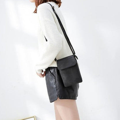 Retro PU Leather Crossbody Bag Small Shoulder Bag Phone Storage Pouch Travel Bag
