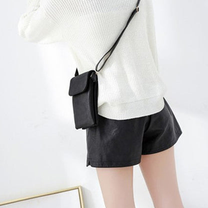 Retro PU Leather Crossbody Bag Small Shoulder Bag Phone Storage Pouch Travel Bag