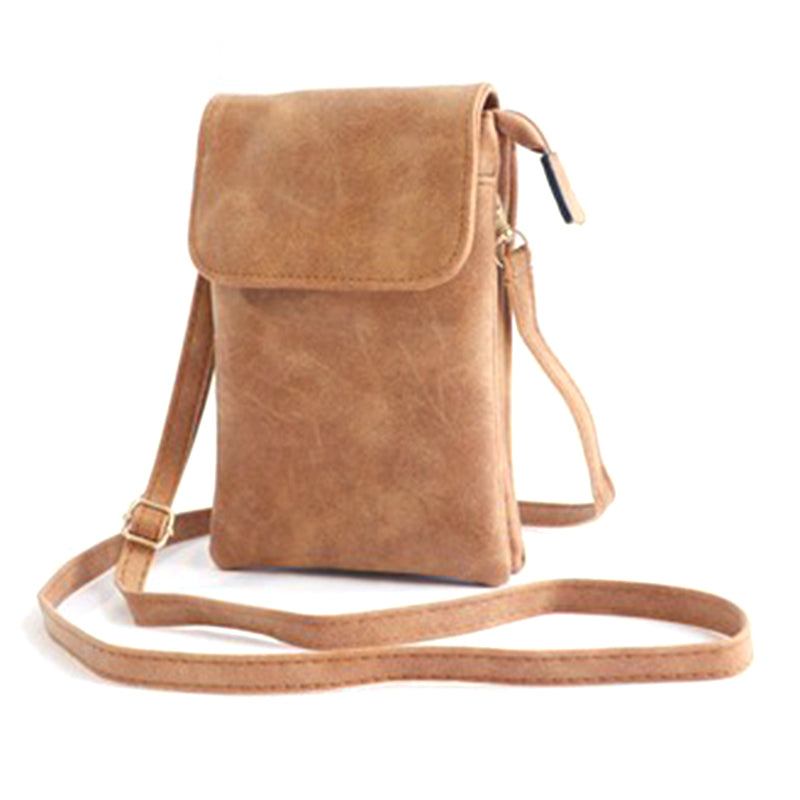 Retro PU Leather Crossbody Bag Small Shoulder Bag Phone Storage Pouch Travel Bag