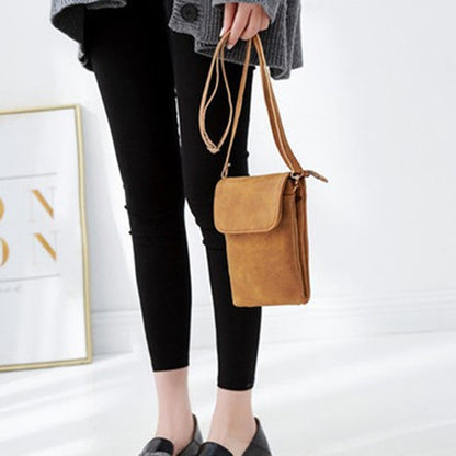 Retro PU Leather Crossbody Bag Small Shoulder Bag Phone Storage Pouch Travel Bag