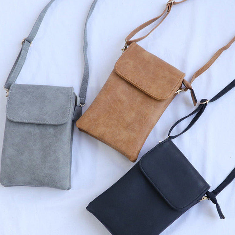 Retro PU Leather Crossbody Bag Small Shoulder Bag Phone Storage Pouch Travel Bag