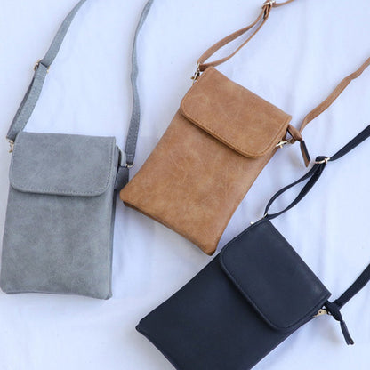 Retro PU Leather Crossbody Bag Small Shoulder Bag Phone Storage Pouch Travel Bag