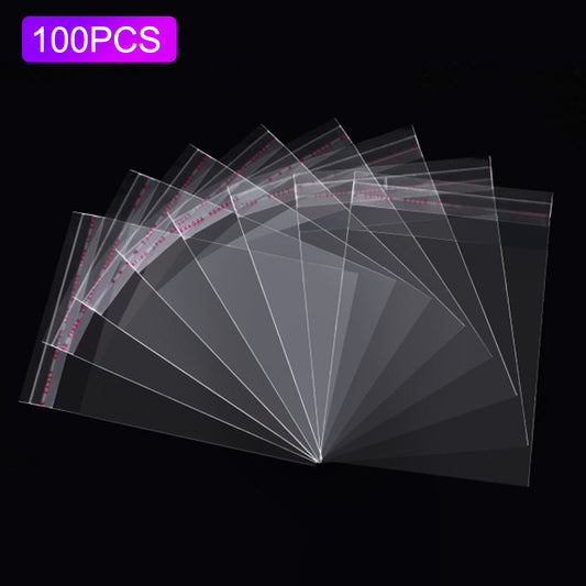 100Pcs 12x17cm Transparent Self Seal OPP Packing Bag Jewelry Stationery Clothes Storage Bag, Double Layer 0.08mm