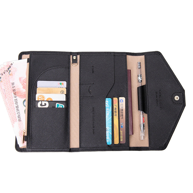 RFID Blocking Card Holder Wallet PU Leather Tri-Fold Travel Passport Bag Document Organizer