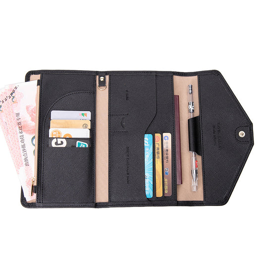RFID Blocking Card Holder Wallet PU Leather Tri-Fold Travel Passport Bag Document Organizer