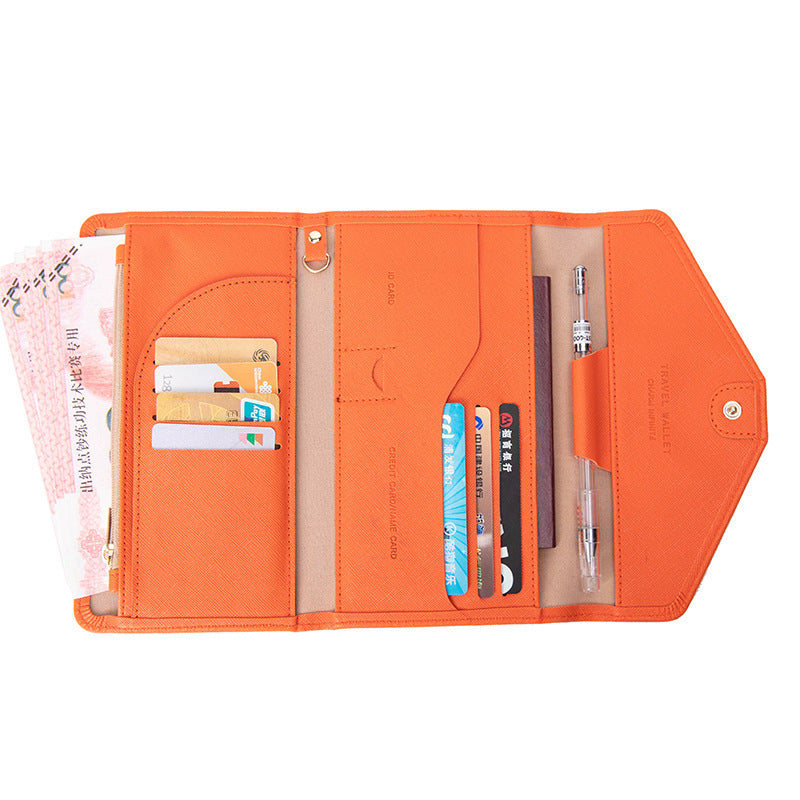 RFID Blocking Card Holder Wallet PU Leather Tri-Fold Travel Passport Bag Document Organizer