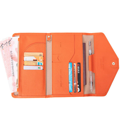 RFID Blocking Card Holder Wallet PU Leather Tri-Fold Travel Passport Bag Document Organizer