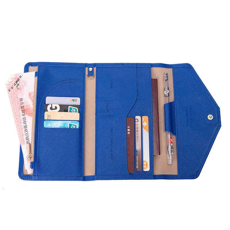 RFID Blocking Card Holder Wallet PU Leather Tri-Fold Travel Passport Bag Document Organizer
