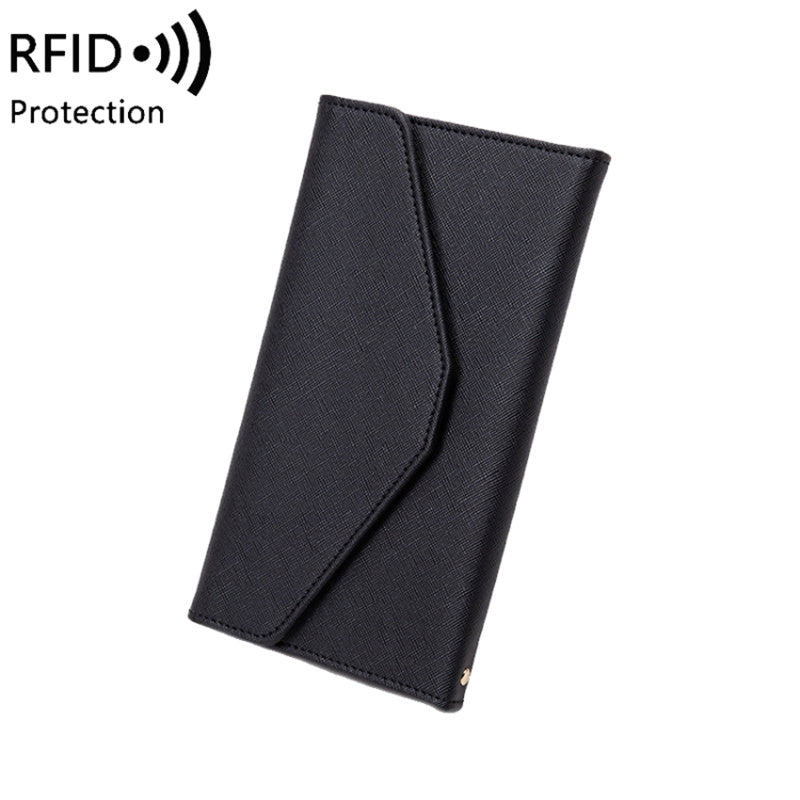 RFID Blocking Card Holder Wallet PU Leather Tri-Fold Travel Passport Bag Document Organizer
