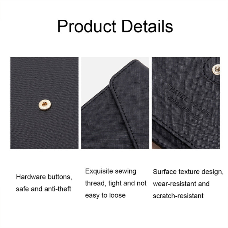 RFID Blocking Card Holder Wallet PU Leather Tri-Fold Travel Passport Bag Document Organizer