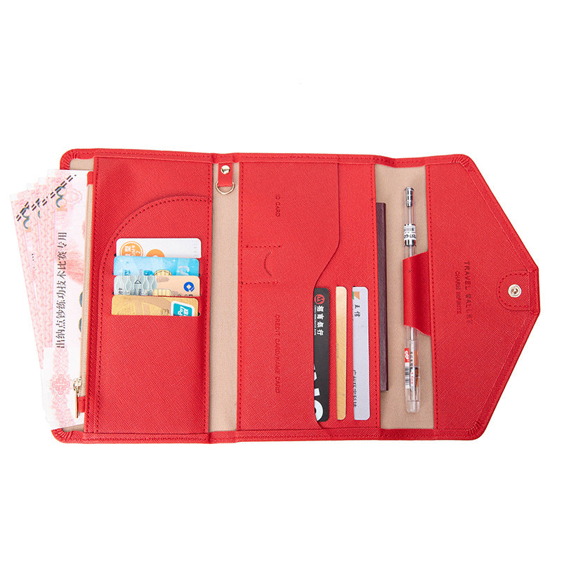 RFID Blocking Card Holder Wallet PU Leather Tri-Fold Travel Passport Bag Document Organizer