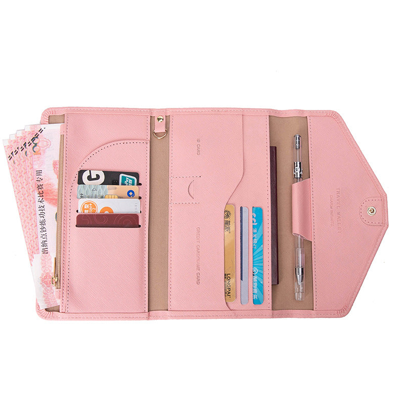 RFID Blocking Card Holder Wallet PU Leather Tri-Fold Travel Passport Bag Document Organizer