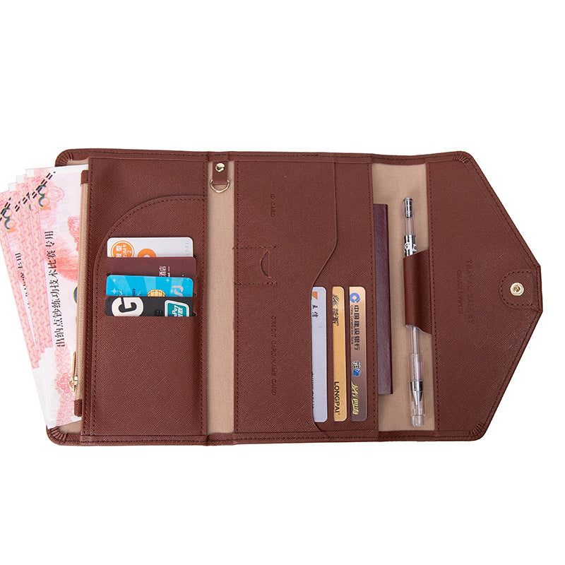 RFID Blocking Card Holder Wallet PU Leather Tri-Fold Travel Passport Bag Document Organizer