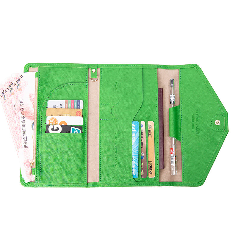 RFID Blocking Card Holder Wallet PU Leather Tri-Fold Travel Passport Bag Document Organizer
