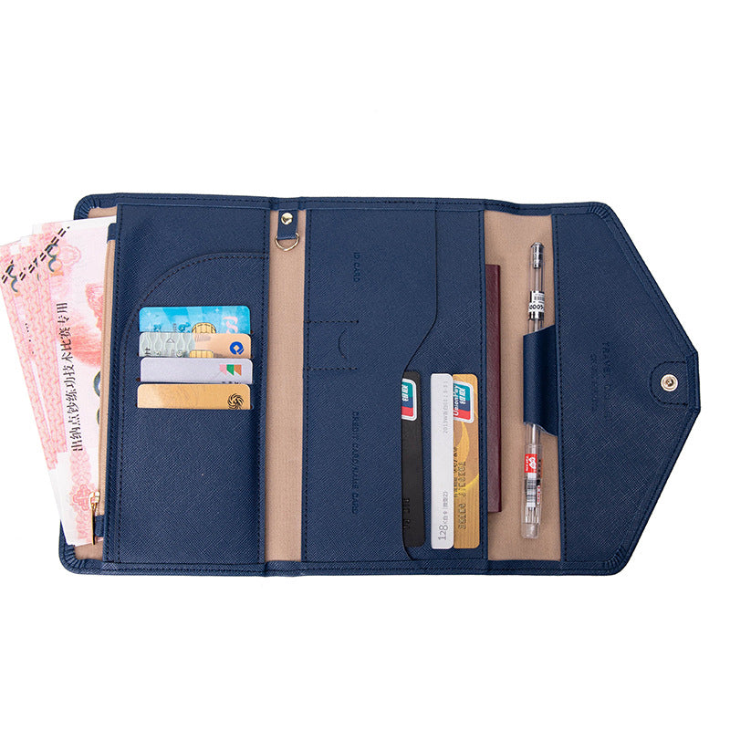 RFID Blocking Card Holder Wallet PU Leather Tri-Fold Travel Passport Bag Document Organizer