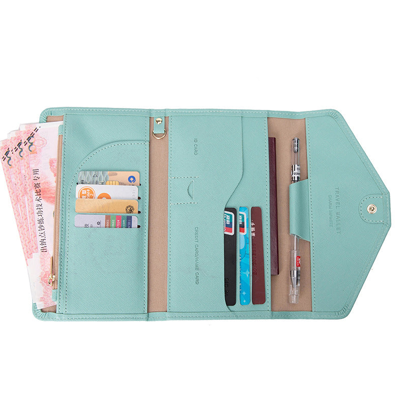 RFID Blocking Card Holder Wallet PU Leather Tri-Fold Travel Passport Bag Document Organizer