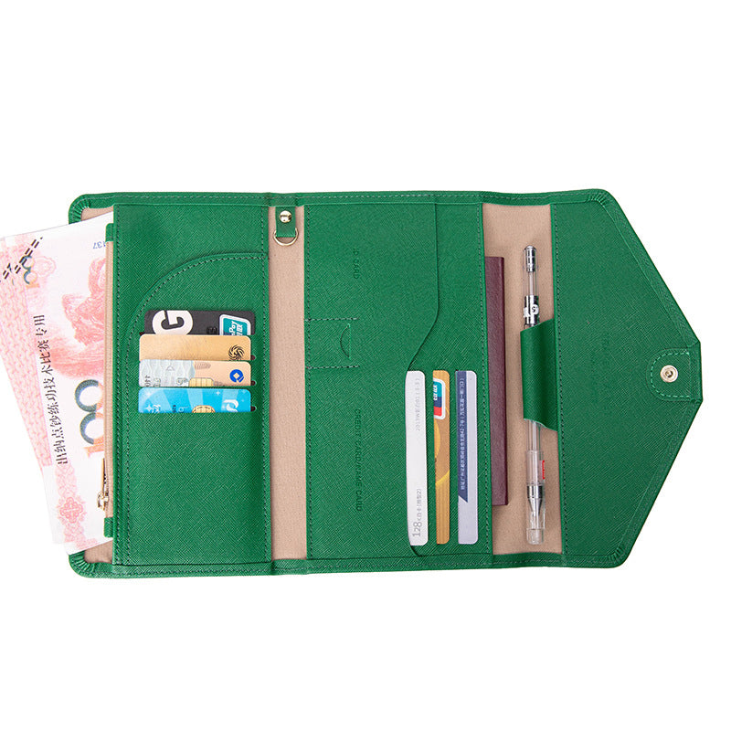 RFID Blocking Card Holder Wallet PU Leather Tri-Fold Travel Passport Bag Document Organizer