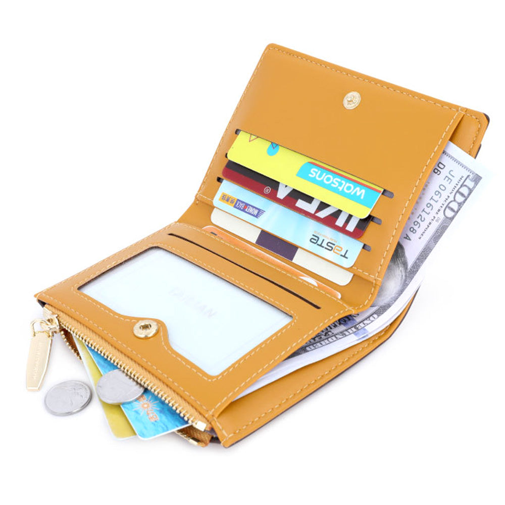 TAILIAN T2602-166 PU Leather Short Wallet Women Cards Cash Holder Purse with Zipper Pocket