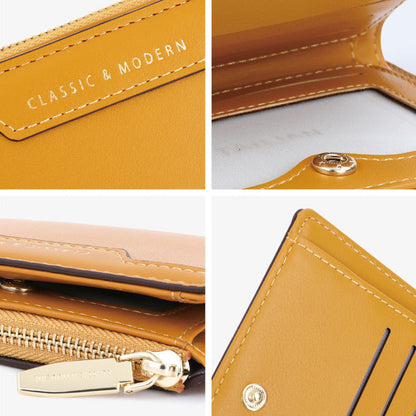 TAILIAN T2602-166 PU Leather Short Wallet Women Cards Cash Holder Purse with Zipper Pocket