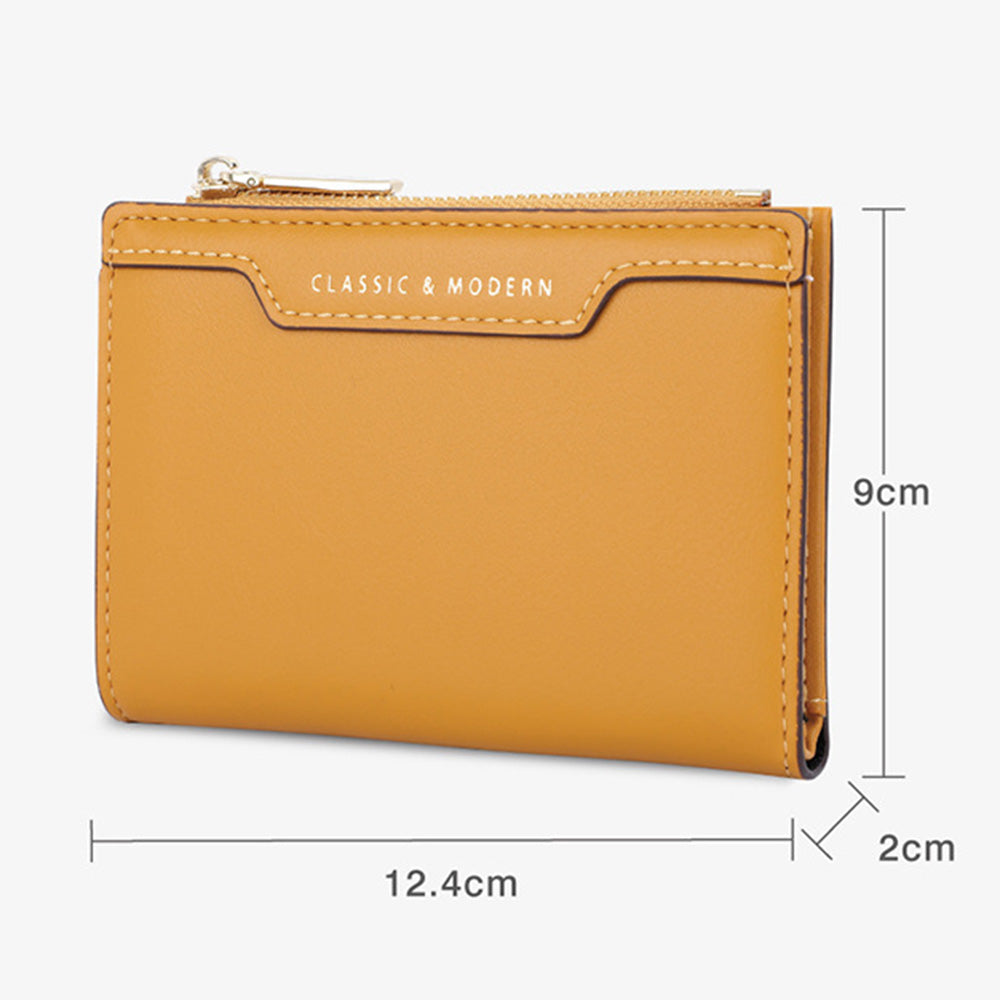 TAILIAN T2602-166 PU Leather Short Wallet Women Cards Cash Holder Purse with Zipper Pocket