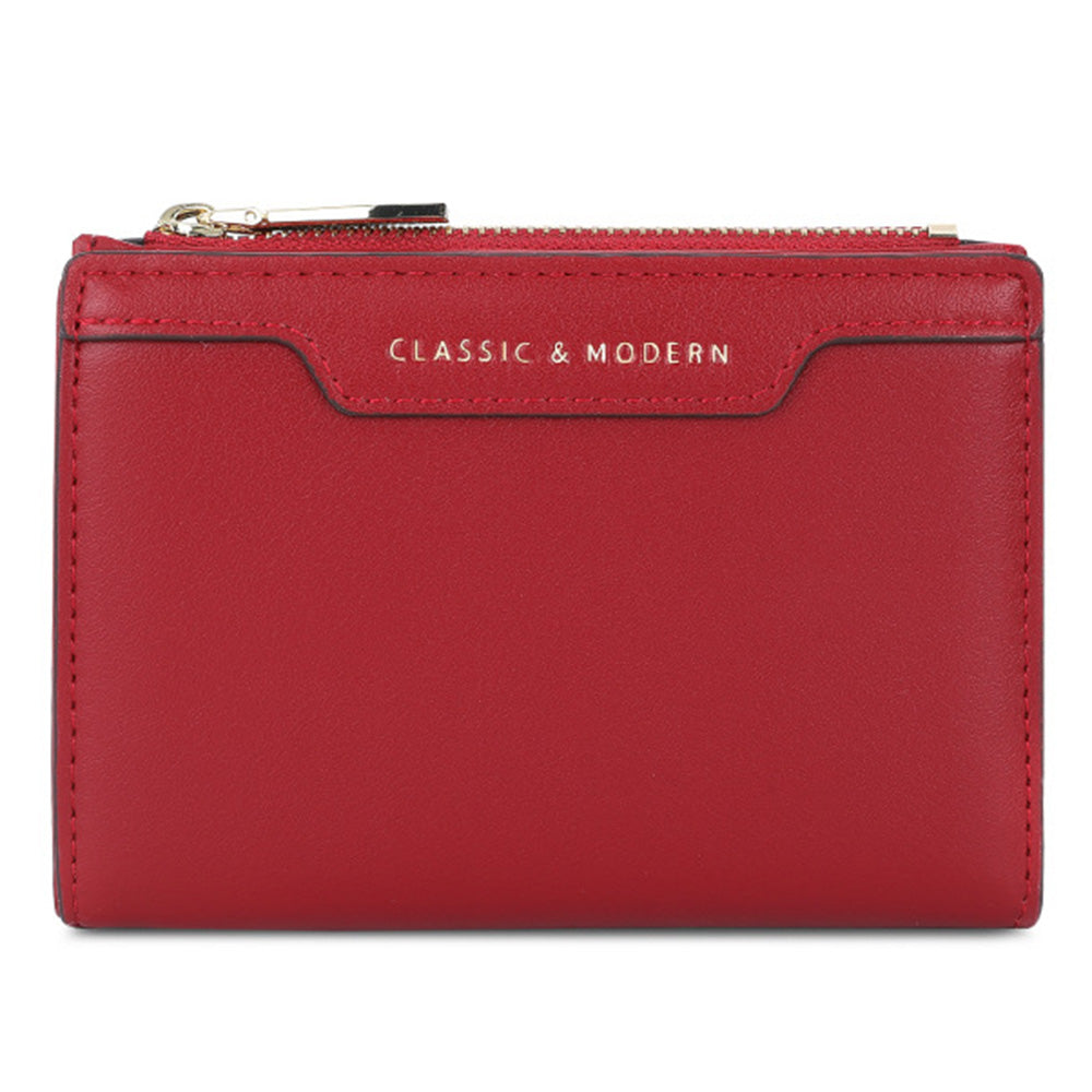 TAILIAN T2602-166 PU Leather Short Wallet Women Cards Cash Holder Purse with Zipper Pocket