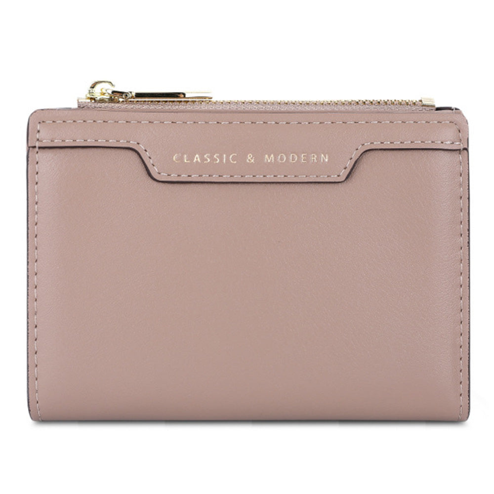TAILIAN T2602-166 PU Leather Short Wallet Women Cards Cash Holder Purse with Zipper Pocket
