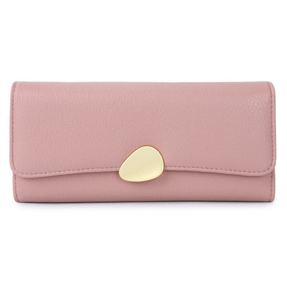 TAILIAN T5601-039 Litchi Texture Tri-fold Women Long Wallet PU Leather Snap Button Multiple Cards Slots Purse