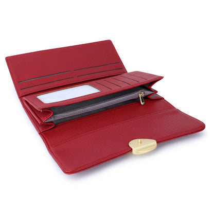 TAILIAN T5601-039 Litchi Texture Tri-fold Women Long Wallet PU Leather Snap Button Multiple Cards Slots Purse