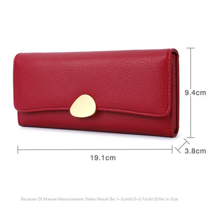 TAILIAN T5601-039 Litchi Texture Tri-fold Women Long Wallet PU Leather Snap Button Multiple Cards Slots Purse