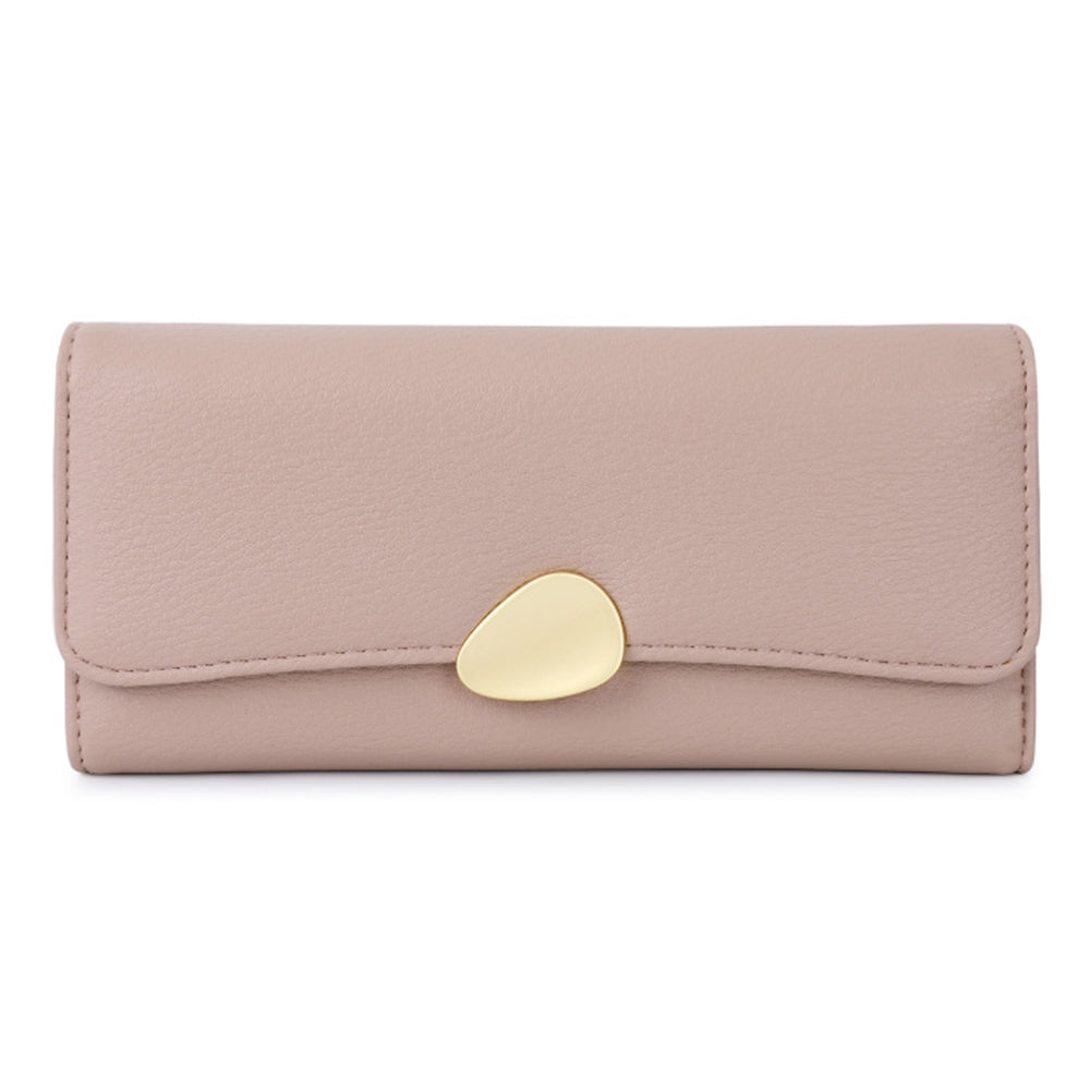 TAILIAN T5601-039 Litchi Texture Tri-fold Women Long Wallet PU Leather Snap Button Multiple Cards Slots Purse