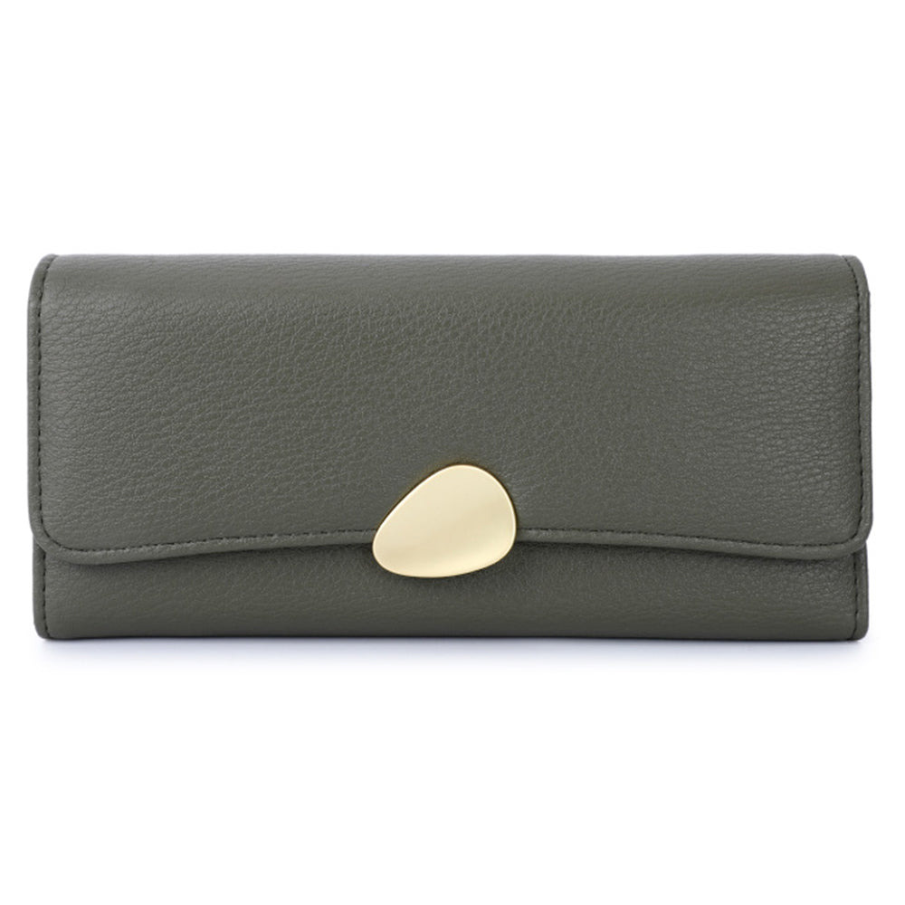 TAILIAN T5601-039 Litchi Texture Tri-fold Women Long Wallet PU Leather Snap Button Multiple Cards Slots Purse
