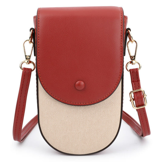 TAILIAN TC111-005 Canvas Texture PU Leather Women Small Crossbody Bag Phone Cosmetics Carrying Bag