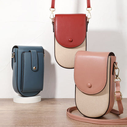 TAILIAN TC111-005 Canvas Texture PU Leather Women Small Crossbody Bag Phone Cosmetics Carrying Bag