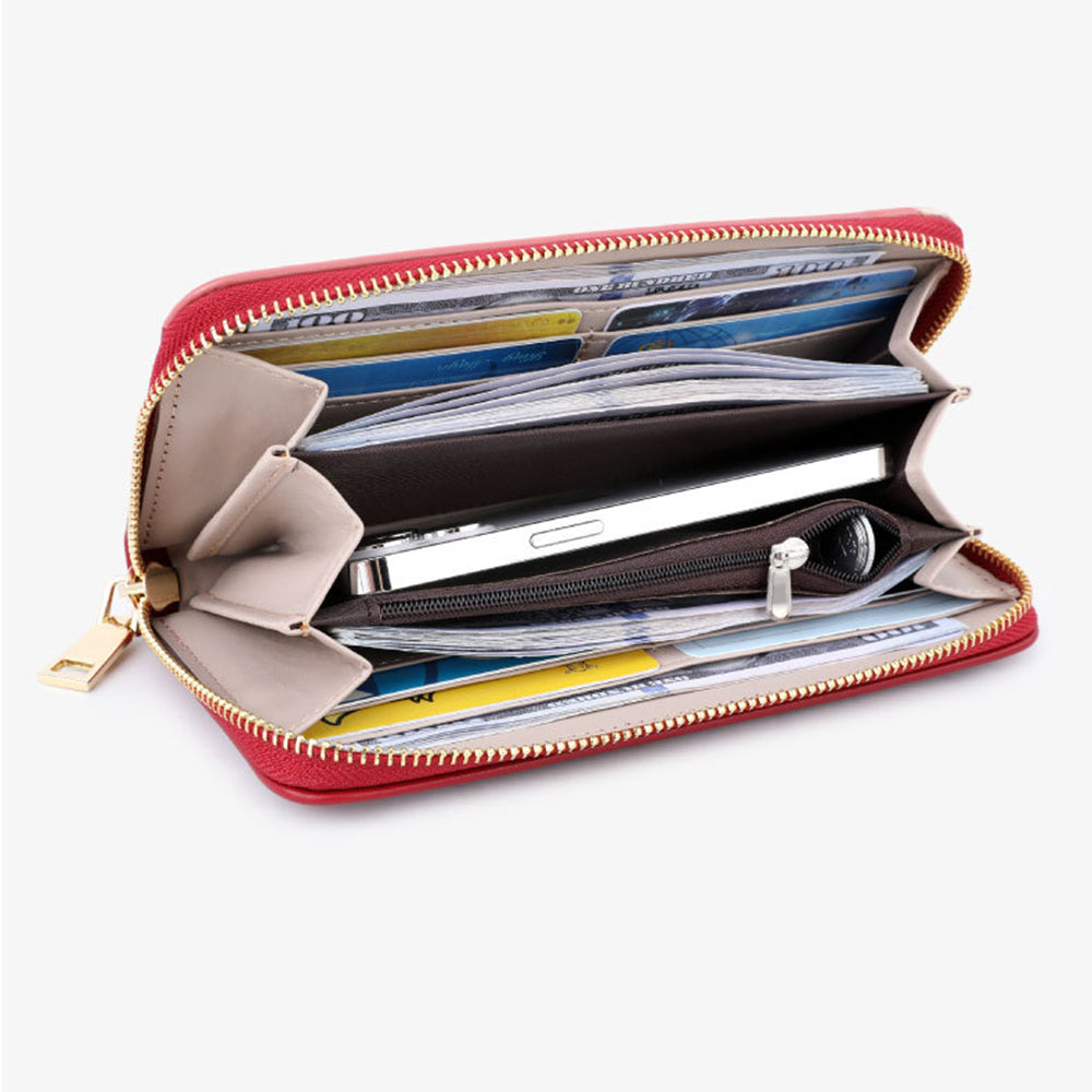 TAILIAN T9612-117 Multiple Card Slots Long Purse Color Splicing PU Leather Women Zipper Clutch
