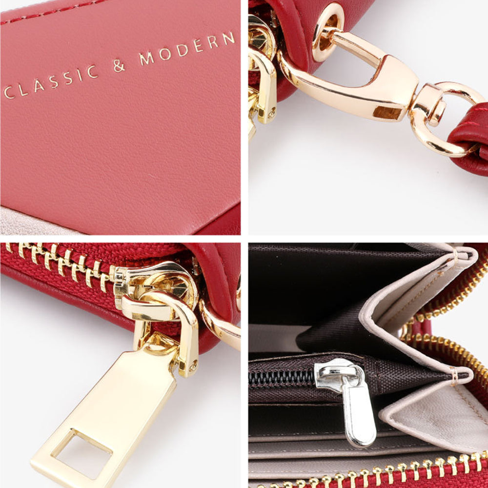 TAILIAN T9612-117 Multiple Card Slots Long Purse Color Splicing PU Leather Women Zipper Clutch