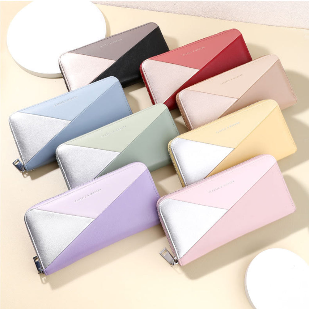TAILIAN T9612-117 Multiple Card Slots Long Purse Color Splicing PU Leather Women Zipper Clutch
